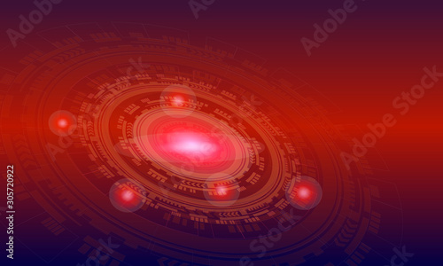 Virtual technology vector background. Eps 10 red color bright