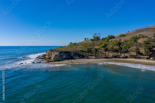 Fototapeta Naklejka Na Ścianę i Meble -  Aerial view of Refugio State Park Beach in California 