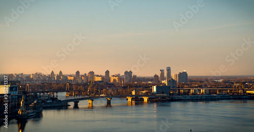 Kyiv skyline at sunset