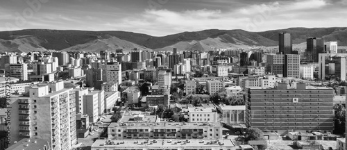 Aerial view of Ulaanbaatar  the capital of Mongolia  circa June 2019