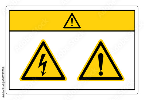 Caution Electric Shock Hazard Symbol Sign, Vector Illustration, Isolate On White Background Label. EPS10