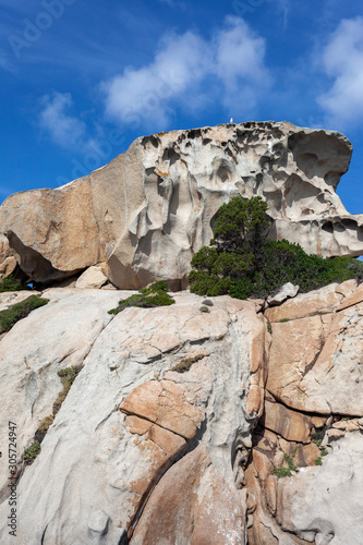 Granite coast of Mediterranean sea in Maddalena archipelago, Sardinia, Italy.