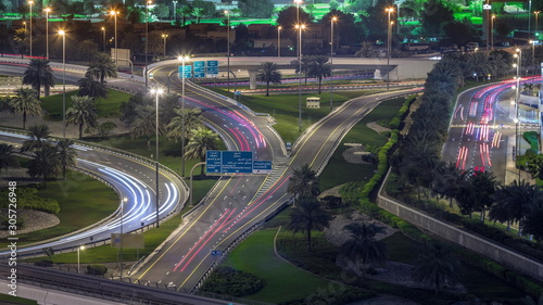 Aerial top view to Sheikh Zayed road near Dubai Marina and JLT timelapse  Dubai.