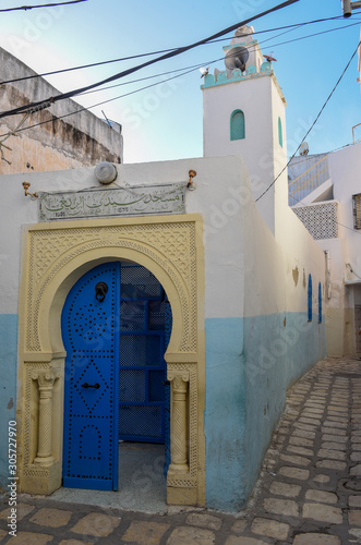 Traditional door of a mosque on the medina at Sousse  Tunisia