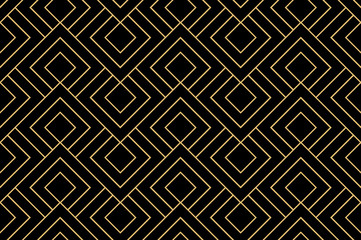 Fototapete Goldene abstrakte geometrische Muster Goldenes Gittermuster auf schwarzem Hintergrund  © ELENA