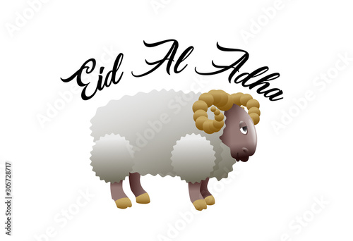 Poster for muslim holiday of sacrifice "Eid Al Adha". Vector illustration.