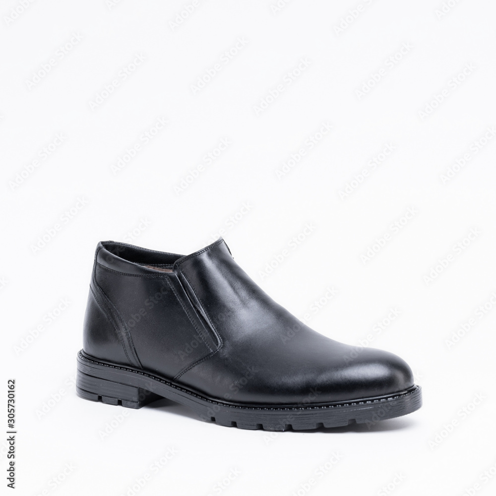 Classic black leather mens demi seasonal warm boots on a white background. See all angles and other models in my profile Classic black leather mens demi seasonal warm boots on a white background. See all angles and other models in my profile