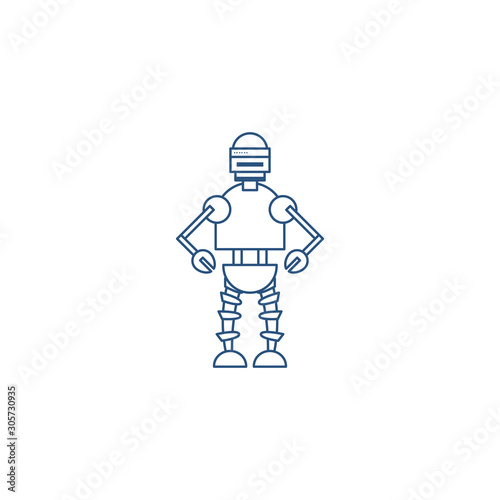 humanoid robot line style icon
