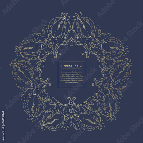 Mandala pomegranate. Vintage decorative elements. Turkish Delight.