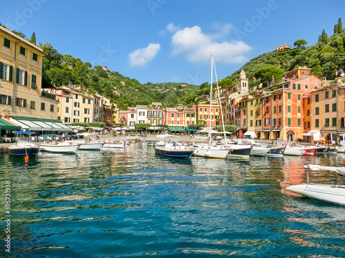 Beautiful bay with colorful houses in Portofino, Liguria, Italy