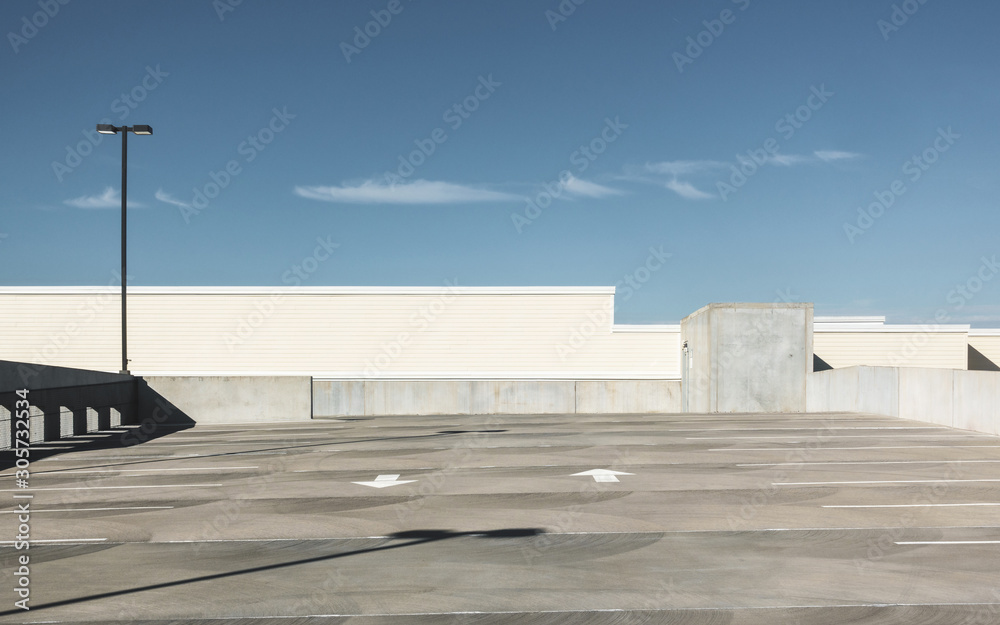 Empty rooftop parking lot