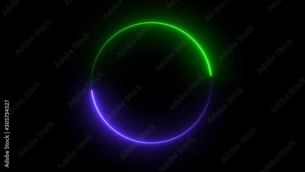 3D rendering of an abstract bright neon round frame. Laser technology background design 3D rendering of an abstract bright neon round frame. Laser technology background design