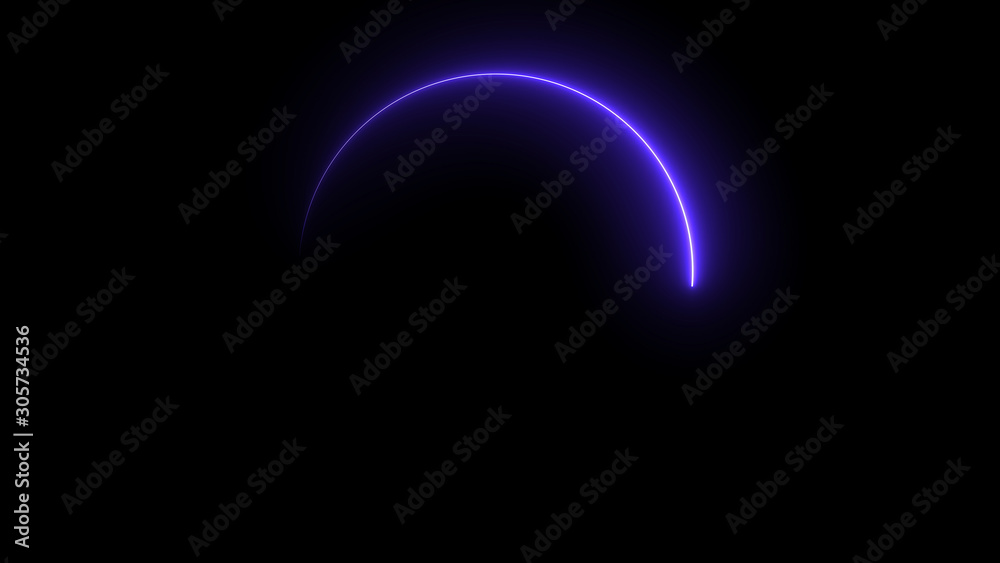 Obraz premium 3D rendering of an abstract bright neon round frame. Laser technology background design