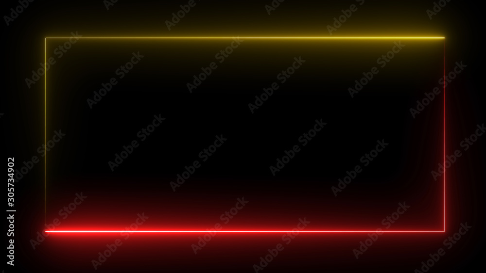 3D rendering of an abstract bright neon rectangular frame. Laser technology background design 3D rendering of an abstract bright neon rectangular frame. Laser technology background design
