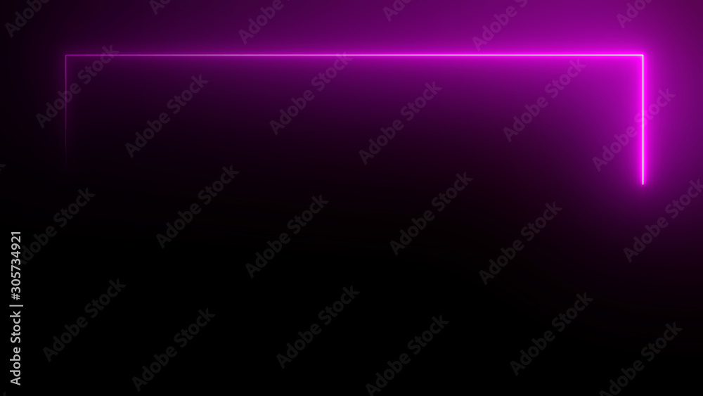 3D rendering of an abstract bright neon rectangular frame. Laser technology background design 3D rendering of an abstract bright neon rectangular frame. Laser technology background design