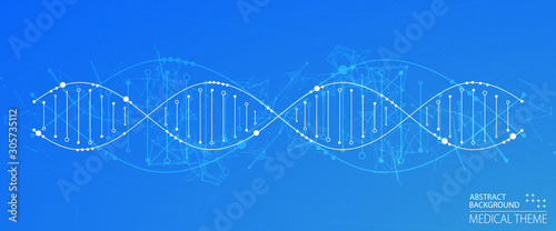 Science template, wallpaper or banner with a DNA molecules. Vector illustration.