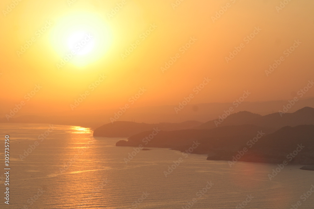 sunset in antalya, turkey overlooking the mediterranean sea,