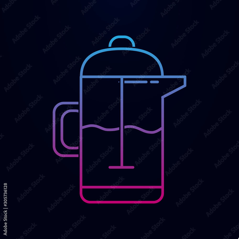 French press for coffee or tea nolan icon. Simple thin line, outline vector of kitchen icons for ui and ux, website or mobile application French press for coffee or tea nolan icon. Simple thin line, outline vector of kitchen icons for ui and ux, website or mobile application