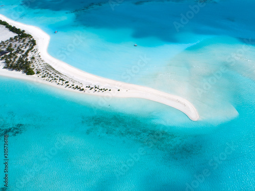 Beautiful aerial view of Maldives and tropical beach . Travel and vacation concept © Pakhnyushchyy