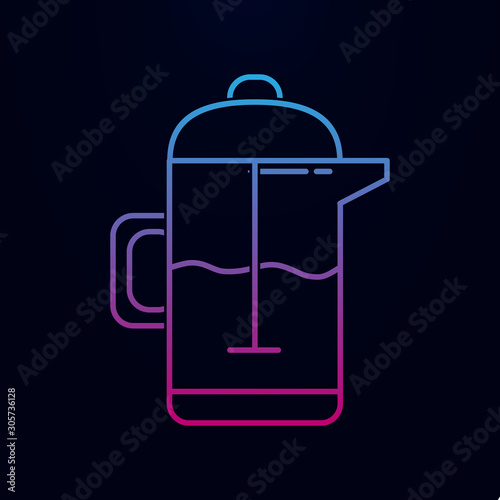 French press for coffee or tea nolan icon. Simple thin line, outline vector of kitchen icons for ui and ux, website or mobile application
