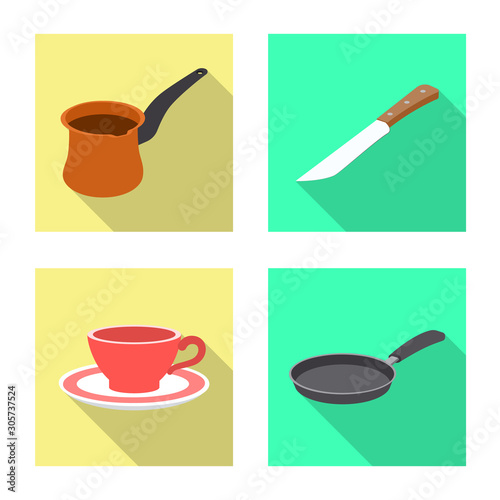Isolated object of kitchen and cook icon. Set of kitchen and appliance vector icon for stock.