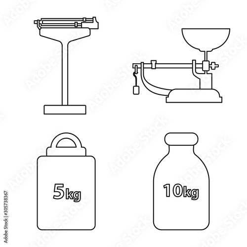 Vector illustration of measure and balance icon. Collection of measure and measurement vector icon for stock.