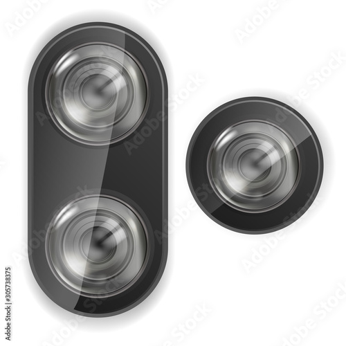 Realistic Lens Camera. Smartphone Lens Camera. Vector.