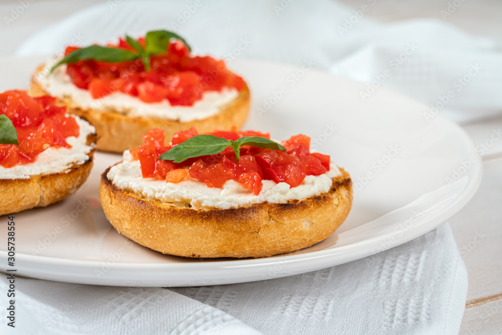 Tomatoes And Goat Cheese Bruschetti