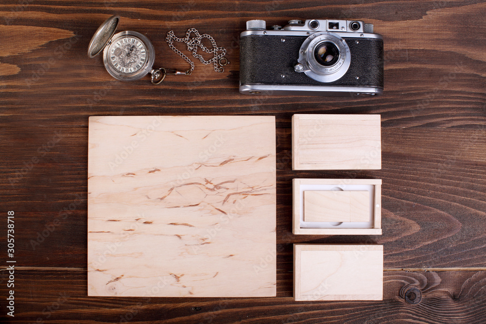 Fototapeta premium vintage presents on a wooden background
