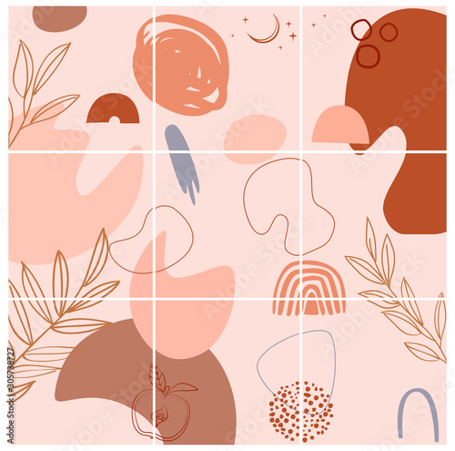 Collection of abstract continuous background for social media promotional content. Editable vector illustration