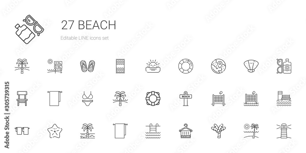 beach icons set beach icons set