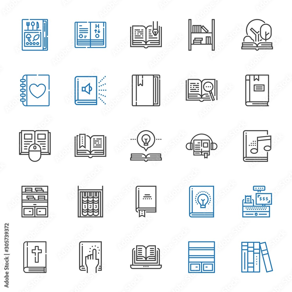 bookstore icons set