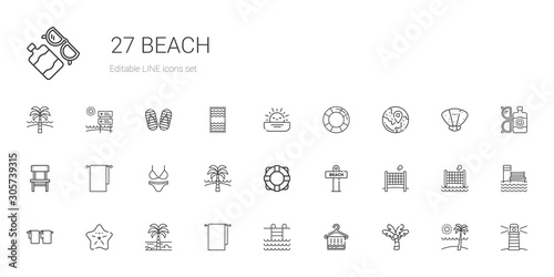 beach icons set