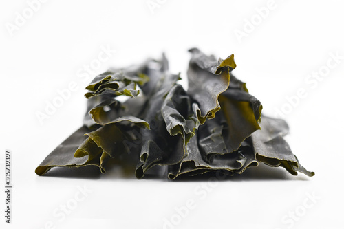 Obraz na płótnie Dried sheets of kombu, an edible kelp algae, also called  dasima or haidai, that