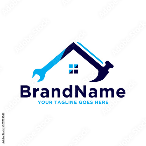 Home repair construction logo icon. Home service design logo illustration.