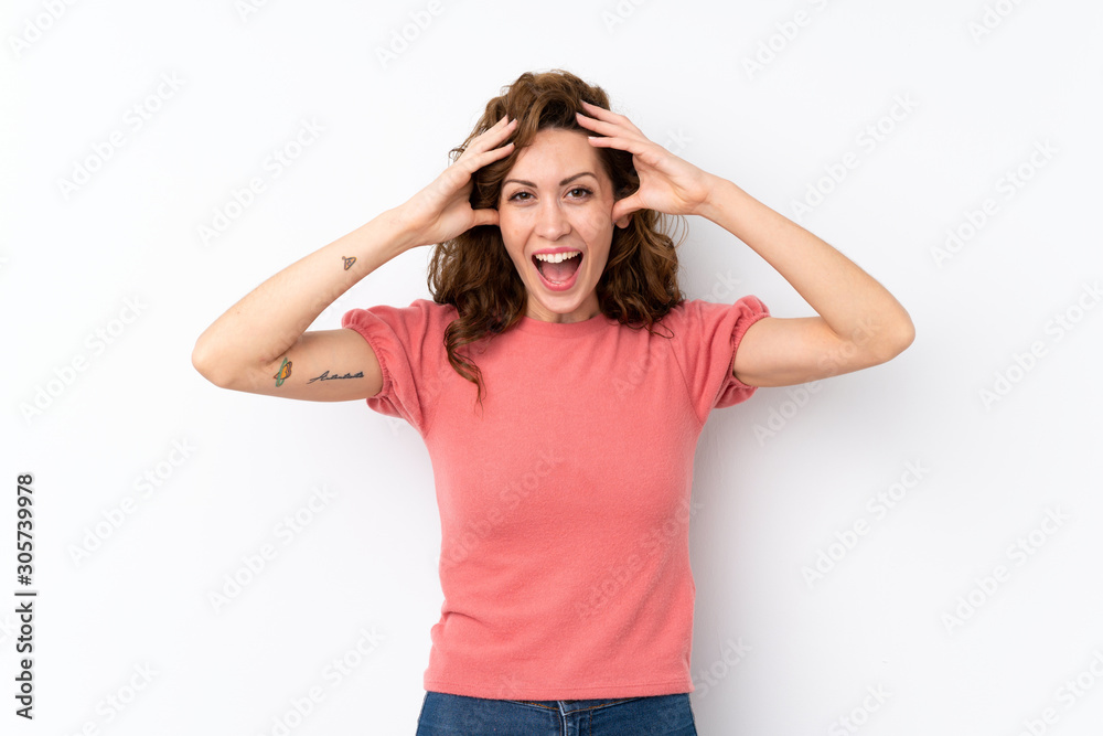 Young pretty woman over isolated background with surprise expression Young pretty woman over isolated background with surprise expression
