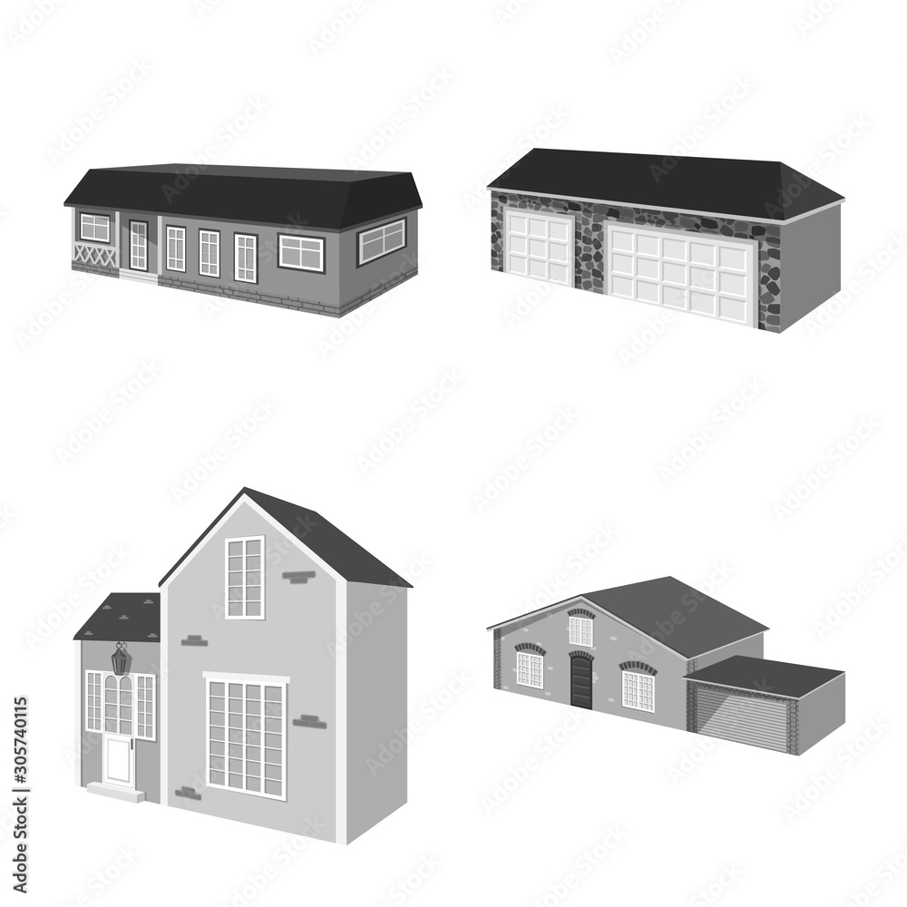 Vector design of architecture and estate sign. Set of architecture and housing stock symbol for web.