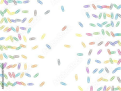 Stationary paperclips isolated on white background