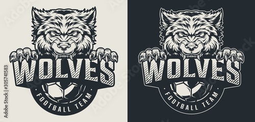 Vintage football team monochrome logo