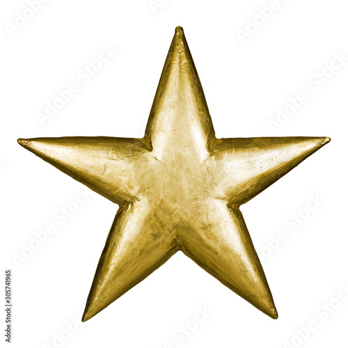 Glossy golden metal star ornament