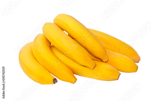Group of bananas isolated on white background. Bunch of fruits