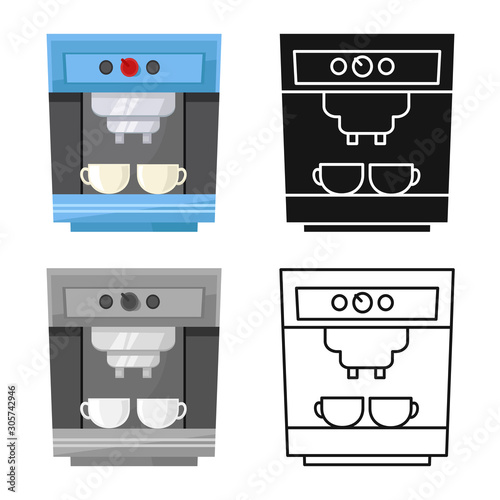 Isolated object of coffeemaker and appliance icon. Web element of coffeemaker and tool stock symbol for web.