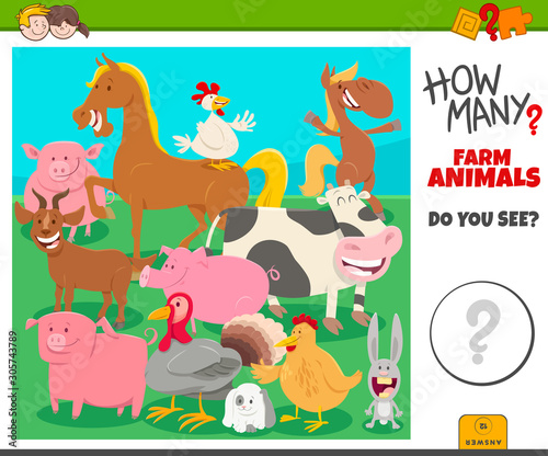 how many farm animals educational task for children © Igor Zakowski