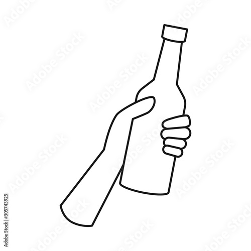 Vector design of bottle and beer symbol. Web element of bottle and glass stock vector illustration.