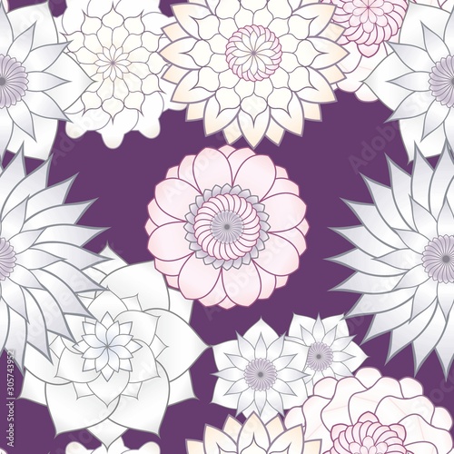 Seamless pattern with bright multicolored flowers.  For Wallpapers and design. EPS 10.