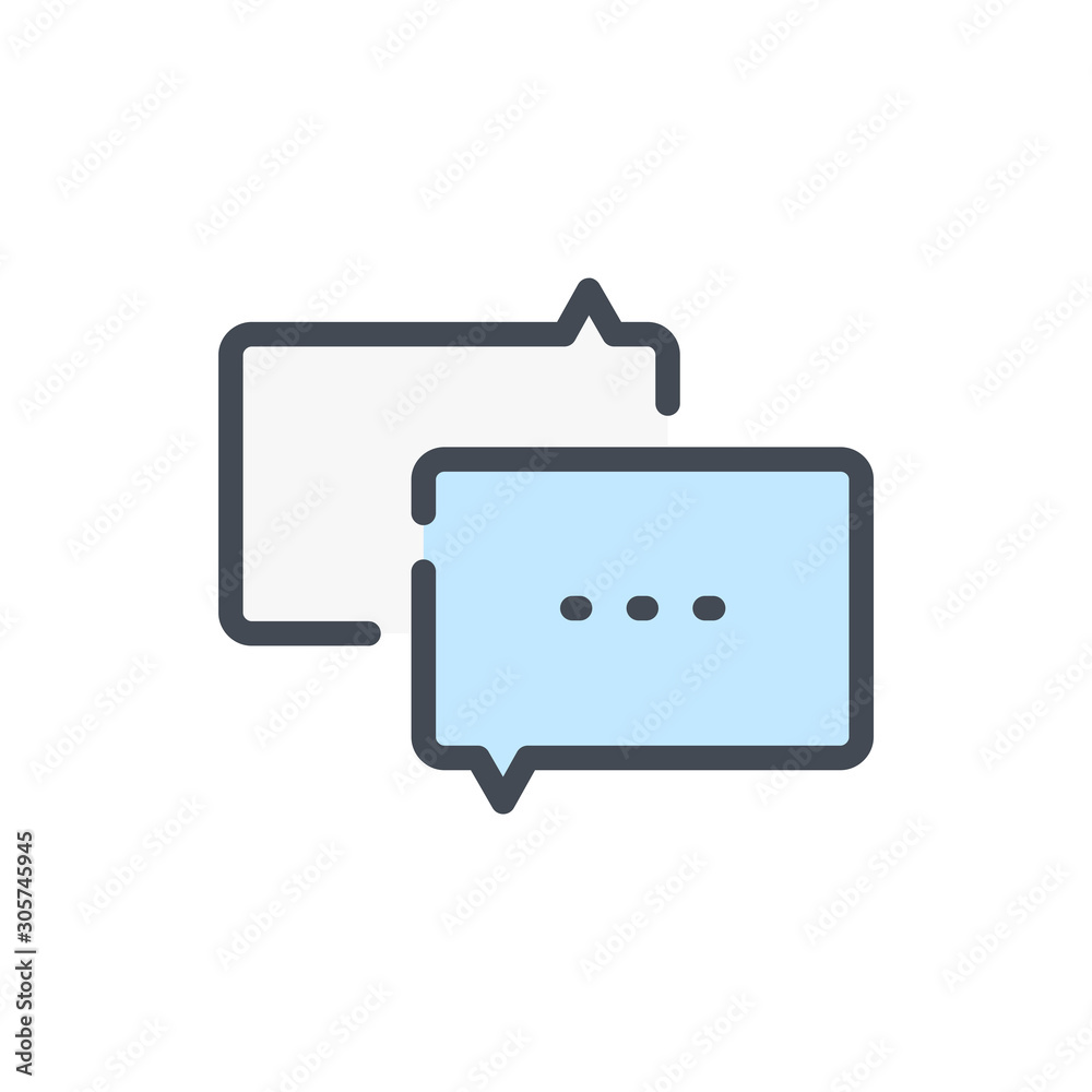Chat and message color line icon. Dialog and communication vector outline colorful sign.