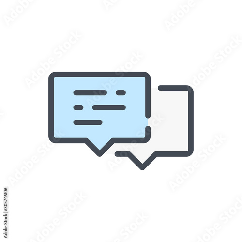Chat and message color line icon. Dialog and communication vector outline colorful sign.
