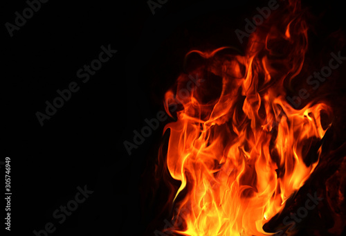 Various fire energy patterns that are burning on a black background.