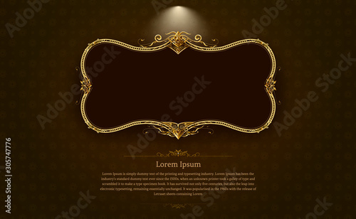 gold frame circle border picture and pattern gold thai art Thai art