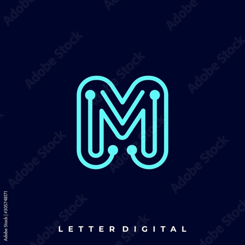 Letter Circuit Illustration Vector Template